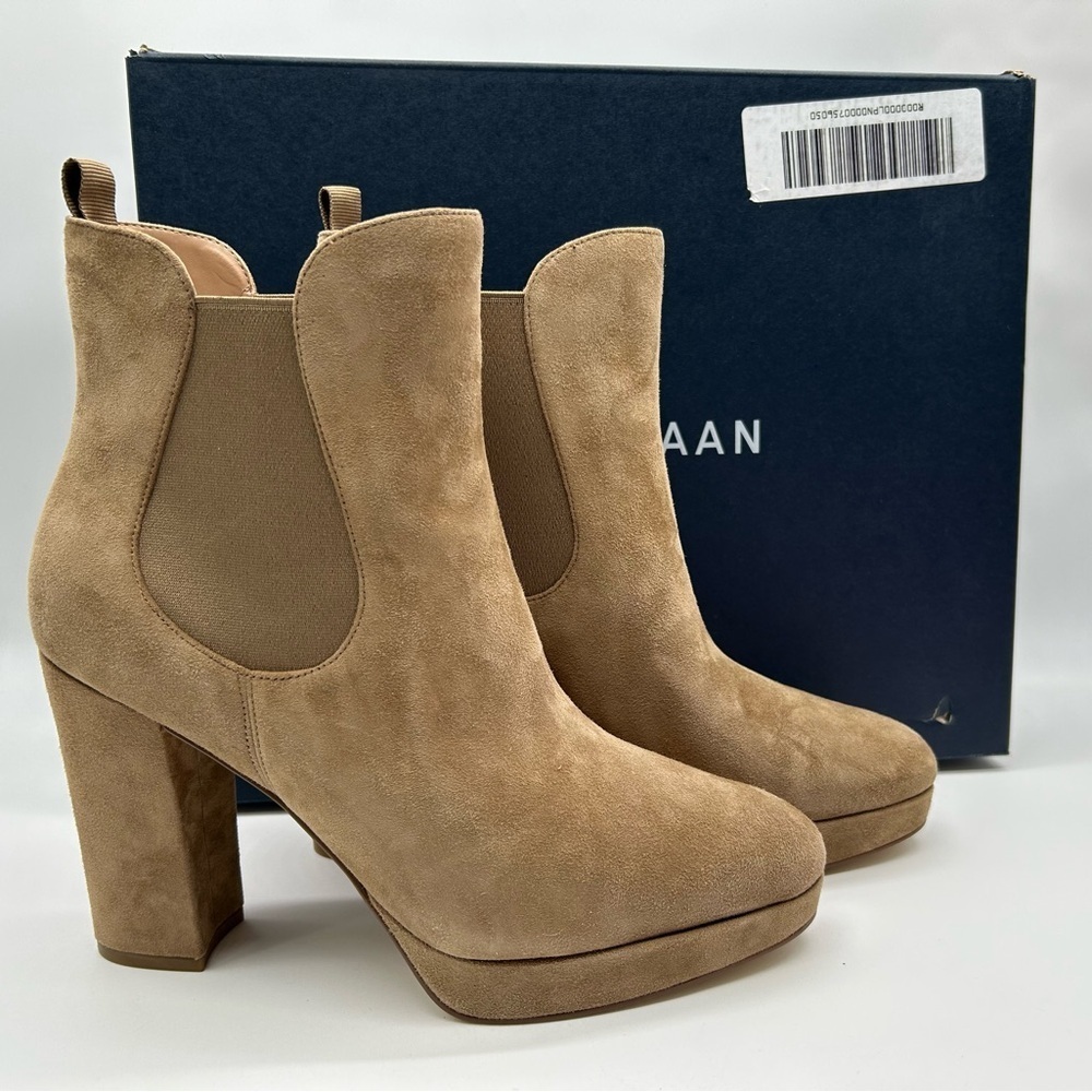 Cole Haan Remi Bootie 100mm Light Whiskey Suede Ankle Boots Women’s 10 B NWB - Picture 10 of 15